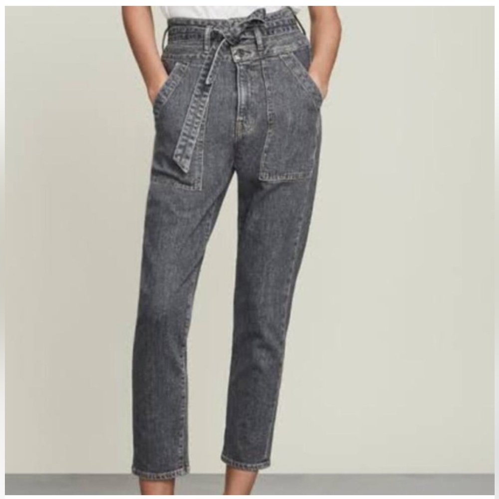 Veronica Beard Straight Leg Logan Jeans with Tie Belt High Rise Size 28